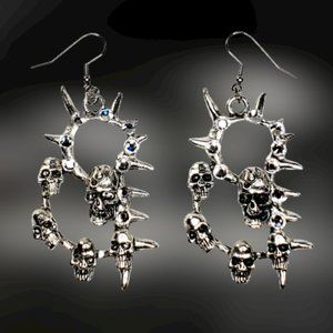 Skull with Multi Skulls Dangle Earring with Swarovski Crystals. New!!!